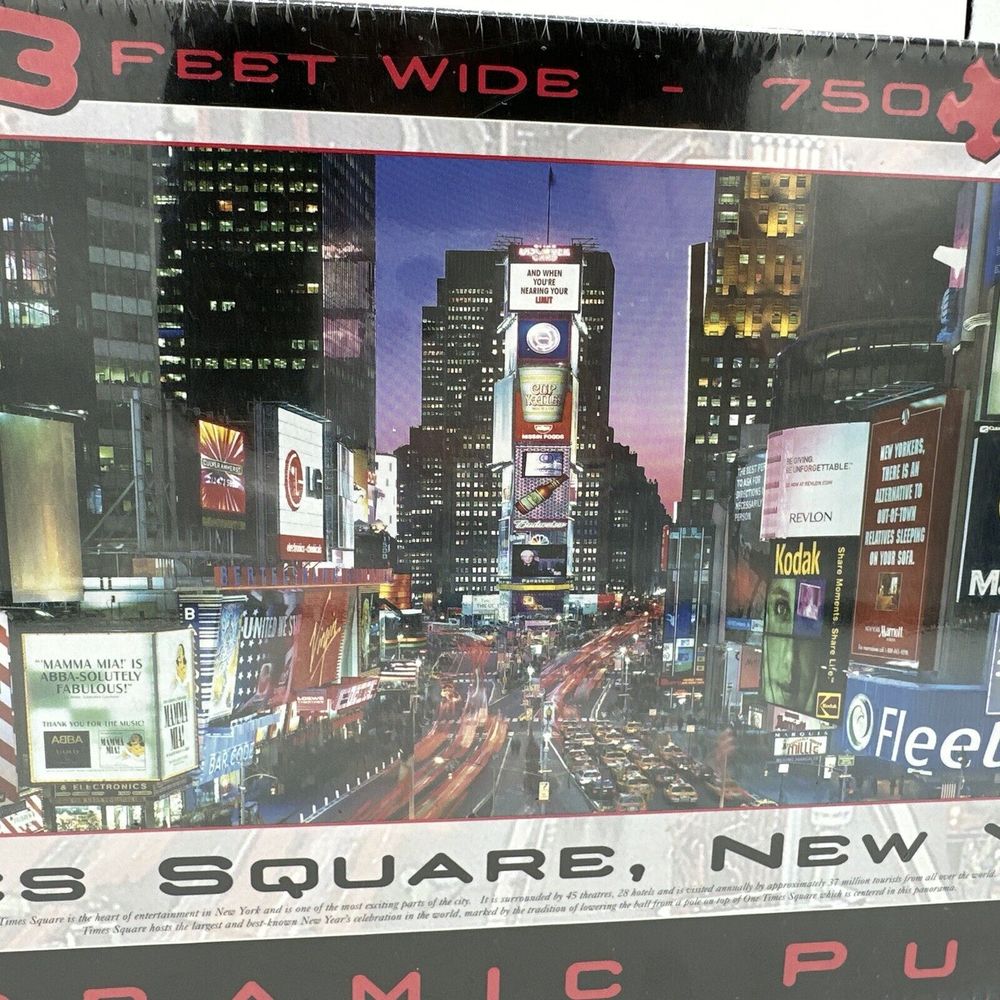 NEW Times Square Jigsaw Puzzle 750 Pieces New York Panoramic 3 Ft Wide - Picture 3 of 11
